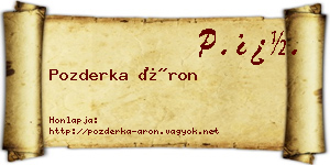 Pozderka Áron névjegykártya